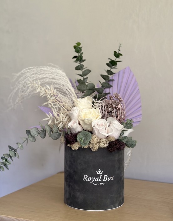 Box of artificial flowers...