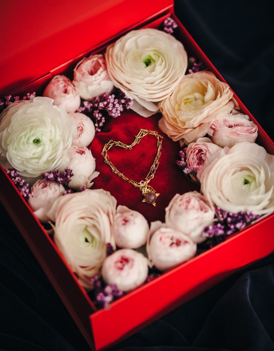 Flower box with jewelry